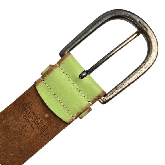 Linea Pelle Peace Embroidered Green Leather Belt Size Small LP050809 Women's - Picture 5 of 7